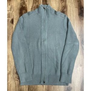 Banana Republic Cardigan Sweater Gray Full Zip Cotton Long Sleeve Men's L Tall